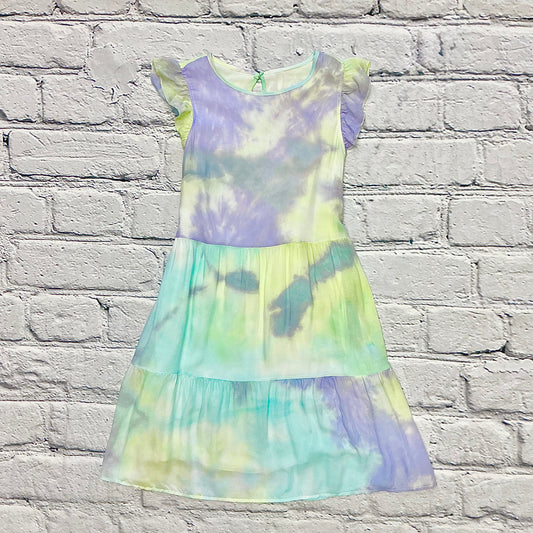 Sleeveless Round Neck Ruffle Tie Dye Babydoll Dress
