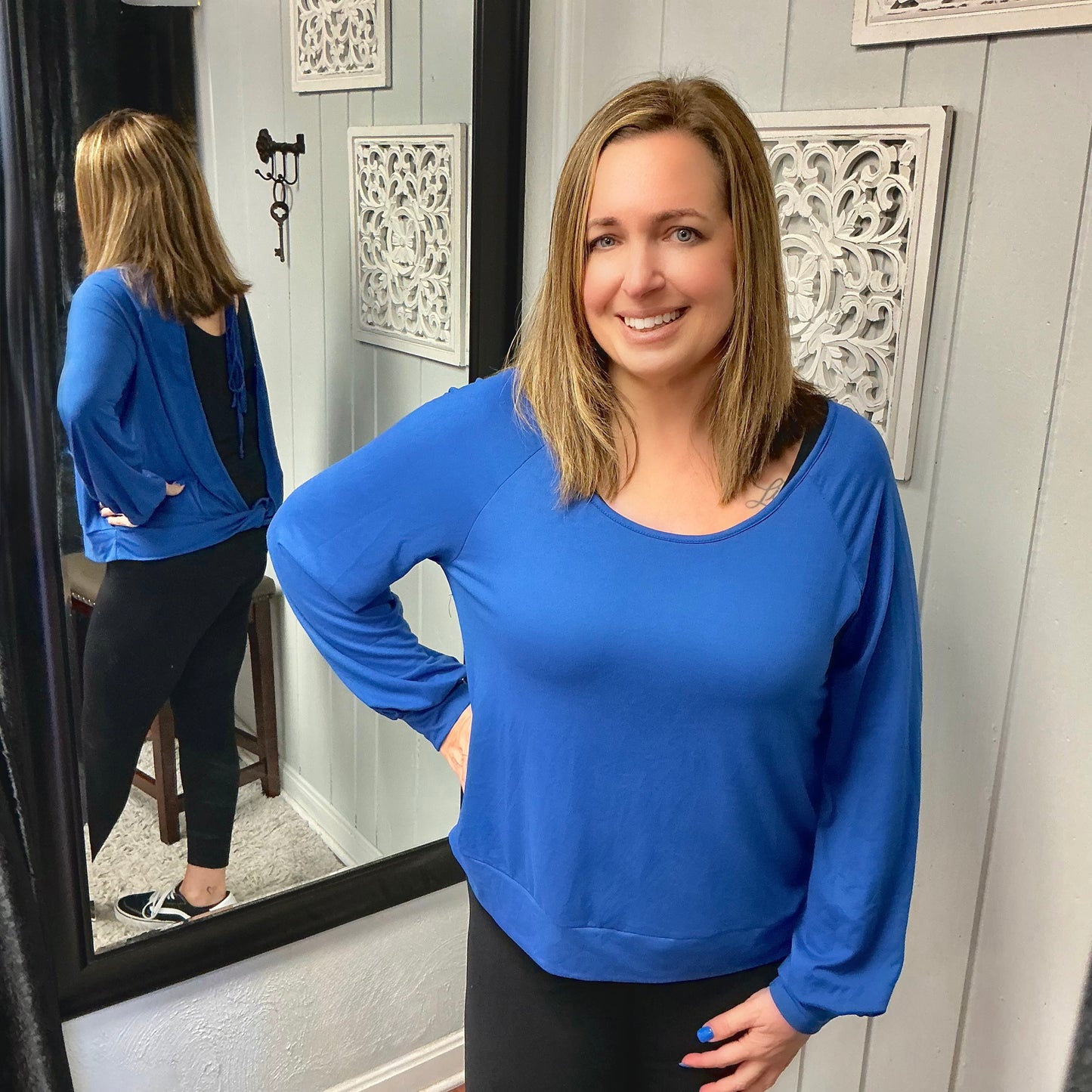 Long Sleeve Top with Open Back