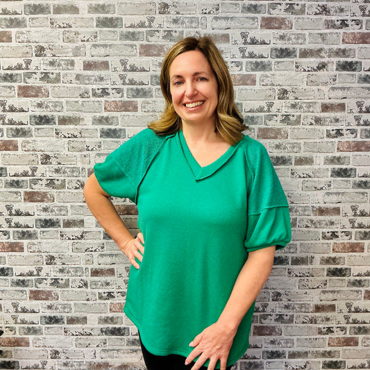 Green with Envy Short Sleeve V Neck