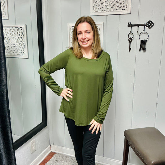 Olive Long Sleeve Top