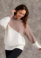 Sew In Love - Off White/Taupe Crewneck Sweater