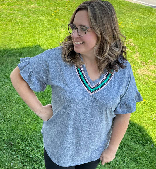 Brooklyn Bridge V Neck Top