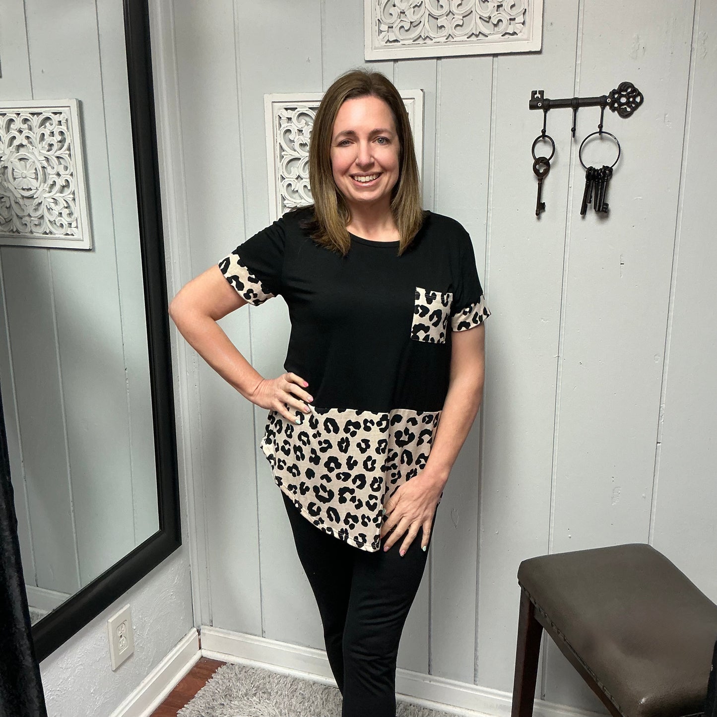 Solid and Animal Top with Front Pocket