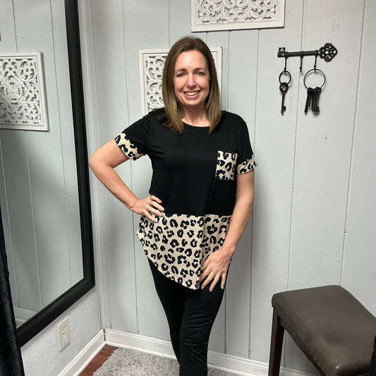 Solid and Animal Top with Front Pocket