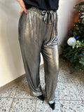 Metallic Slinky Casual Pants