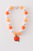 Halloween Pumpkin Bubble Chunky Necklace