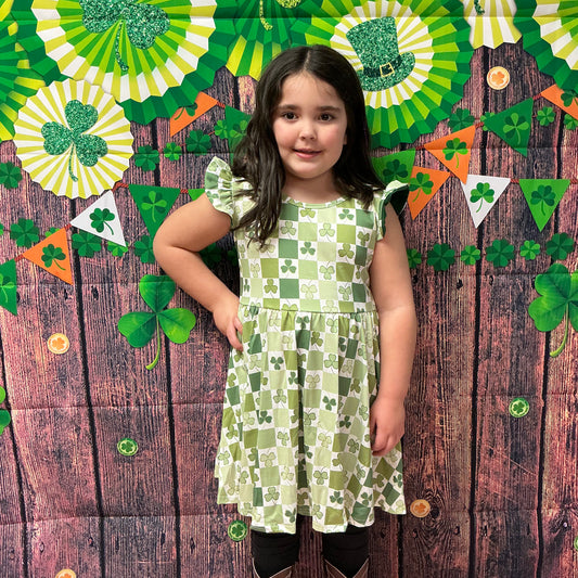 Girls St. Paddy's Checkerboard Dress