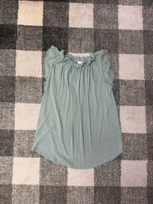 Ribbed Shirred Neck Top