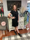 Short Sleeve Round Neck Solid Dress With Ruffle Detail