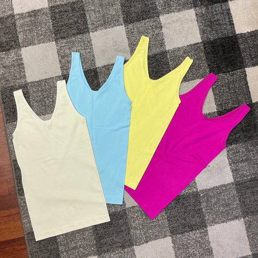 Reversible V or U Neckline Seamless Tank - Summer Colors