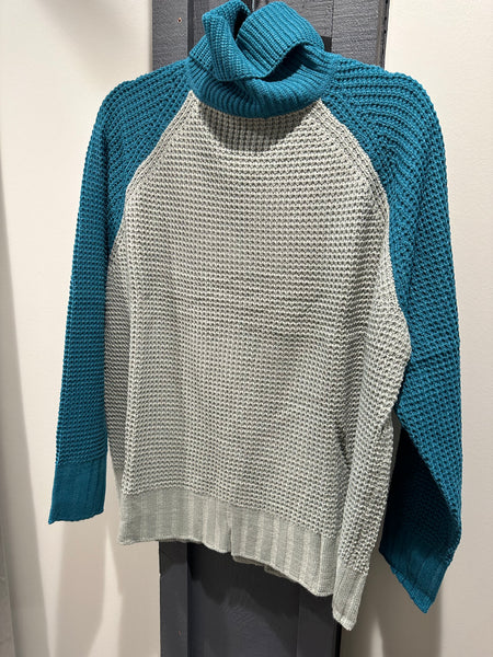 Color Block Turtle Neck Sweater