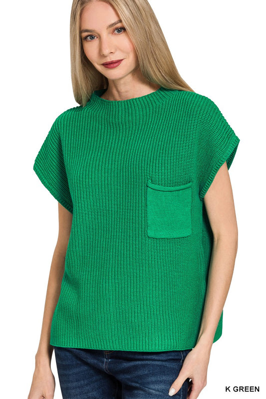 Mock Neck Short Sleeve Sweater