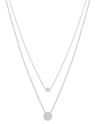 Silver Double Layered Coin 16"-18" Necklace
