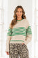 Relaxed Textured Knit Striped Ribbed Sweater