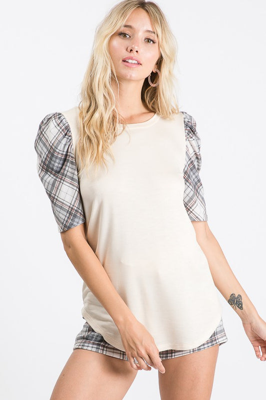 Plaid Short Sleeve Top