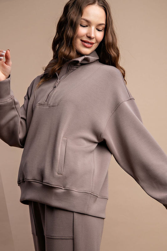Quarter Zip Mock Neck Pullover