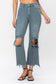 Vervet 90's Vintage Super High Rise Crop Flare in Mallard Green