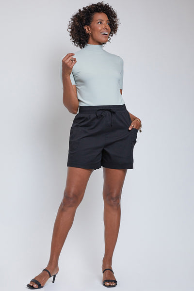 Drawstring Shorts with Pleated Side Pockets