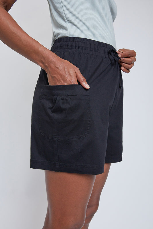 Drawstring Shorts with Pleated Side Pockets