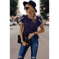 Round Neck Polka Dot Print Petal Sleeve Blouse