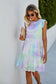 Sleeveless Round Neck Ruffle Tie Dye Babydoll Dress