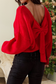 Bow Backless Crewneck Bubble Sleeve Sweater
