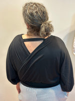 Half Sleeve Black Solid Knit Bodysuit (Curvy)