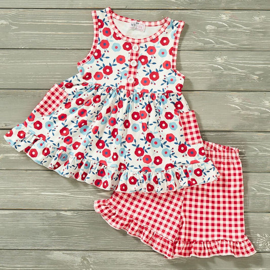 Girls Pretty Patriotic Short Set