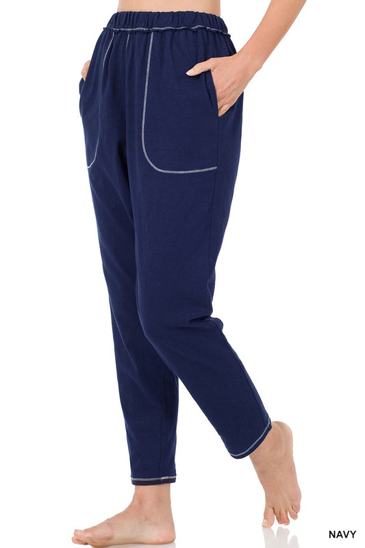 Contrast Stitch Lounge Pants With Pockets *Final Sale*
