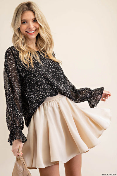 Soft Jacquard Swiss Dot Chiffon Dolman Sleeves