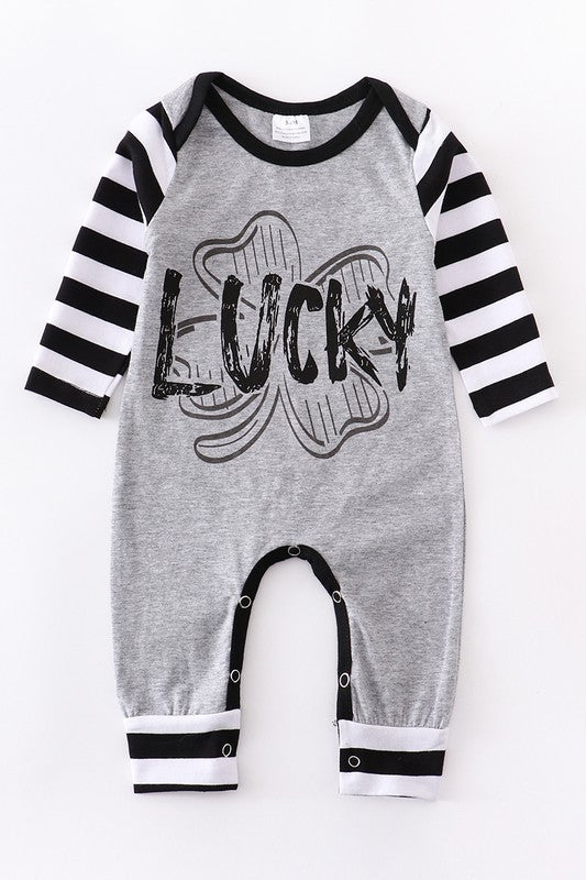Grey Lucky Clover Baby Romper (Boys)