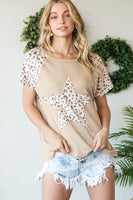 Star Patch Animal Print Top