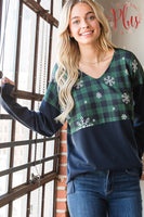Solid and Plaid Snowflake Top