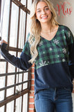 Solid and Plaid Snowflake Top