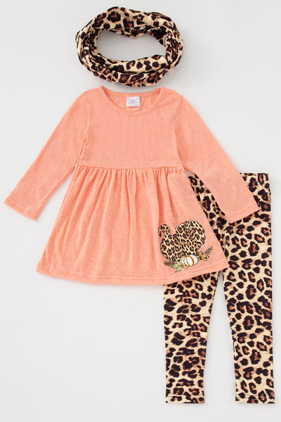Coral Leopard Turkey 3 Pc. Scarf Set