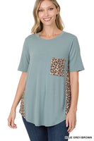 Contrast Side Panel Leopard Pocket Top