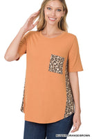 Contrast Side Panel Leopard Pocket Top