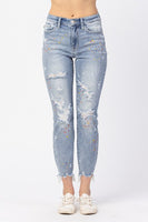 Judy Blue High Waist Destroyed Multi Color Paint Spaltter