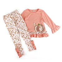 Peach Ruffled Pumpkin Sequin Outfit