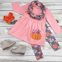 Pink Pumpkin Scarf Set