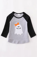Halloween Ghost Applique Girl Shirt