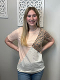 Two Tone Rib Knit with Leopard Top
