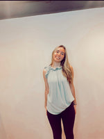 Ribbed Shirred Neck Top