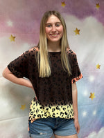 Short Sleeve Scoop Neck with Leopard Detail