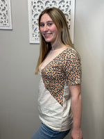 Two Tone Rib Knit with Leopard Top
