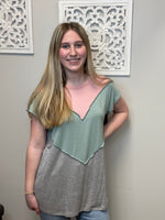 Solid Color Block Top with Stitch
