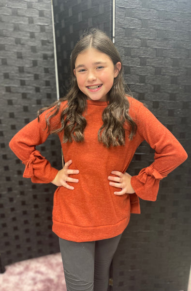 Kids Solid Tie Sleeve Top