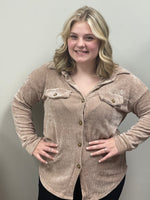 Solid Chenille Button Down Shacket (Reg & Curvy)