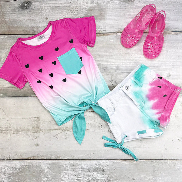 I Love Watermelon Denim Short Set